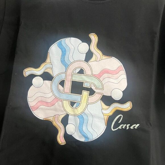 CASABLANCA Tennis Club T Shirt Mens Ping Pong Fleurie Black Large L NWT - Picture 2 of 5